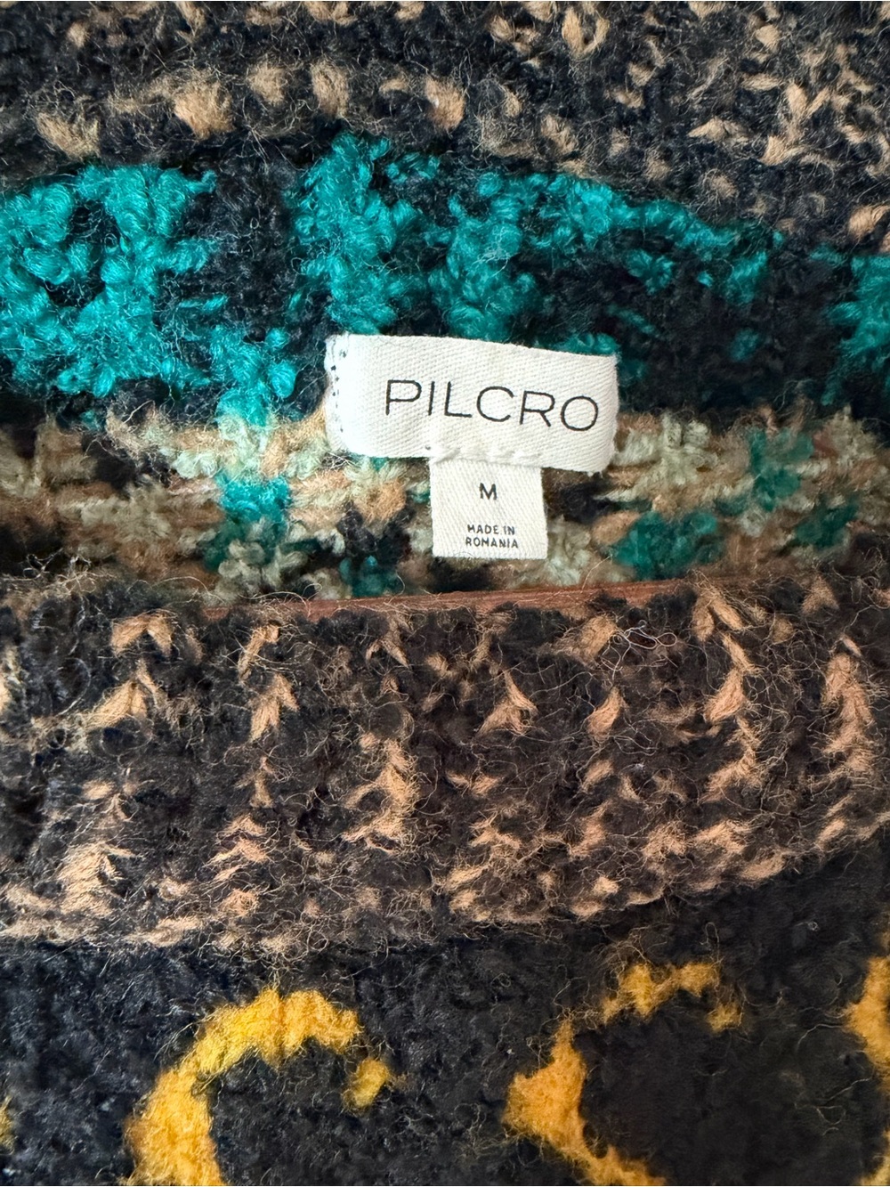 Anthropologie Black Multicolor Cropped Crewneck Sweater - Picture 3 of 4